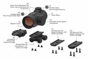 Primary Arms SLx MD-25 Rotary Knob 25mm Microdot with 2 MOA Red Dot Reticle